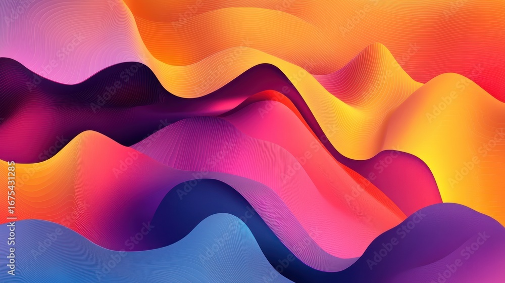 Aufkleber vibrant gradient waves abstract background with fluid color transitions