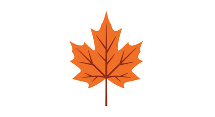 A stylized orange autumn maple leaf with pointed lobes and dark brown veins and stem.