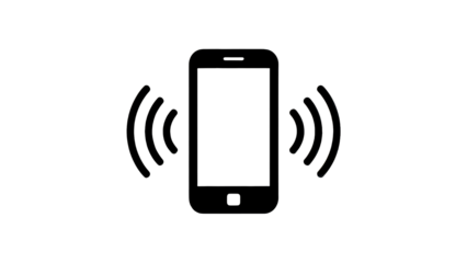Smartphone ringing with signal waves, communication concept, network icon