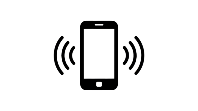 Smartphone ringing with signal waves, communication concept, network icon