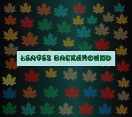 Colorful maple leaves arranged in a pattern against a dark green gradient backdrop