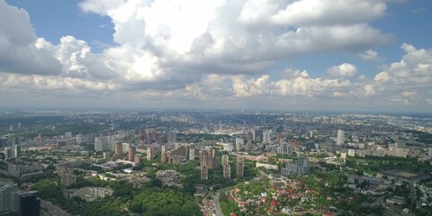 Top of view to city with cloudscape