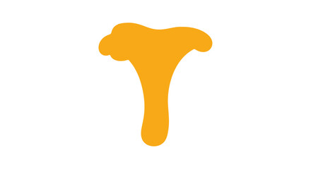 Stylized orange chanterelle mushroom silhouette. A simple, flat vector icon of a wild edible fungus with a wavy, funnel-shaped cap.