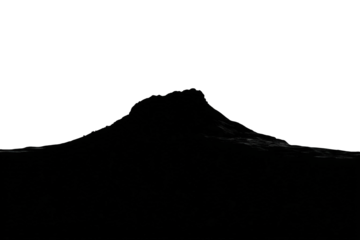 Dark Mountain Silhouette at Night with Faint Lights