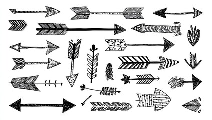 Collection of decorative, hand-drawn arrows with intricate patterns