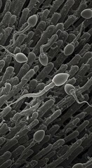 Obraz premium Microscopic View of Sperm Navigation for Reproductive and Cellular Biology