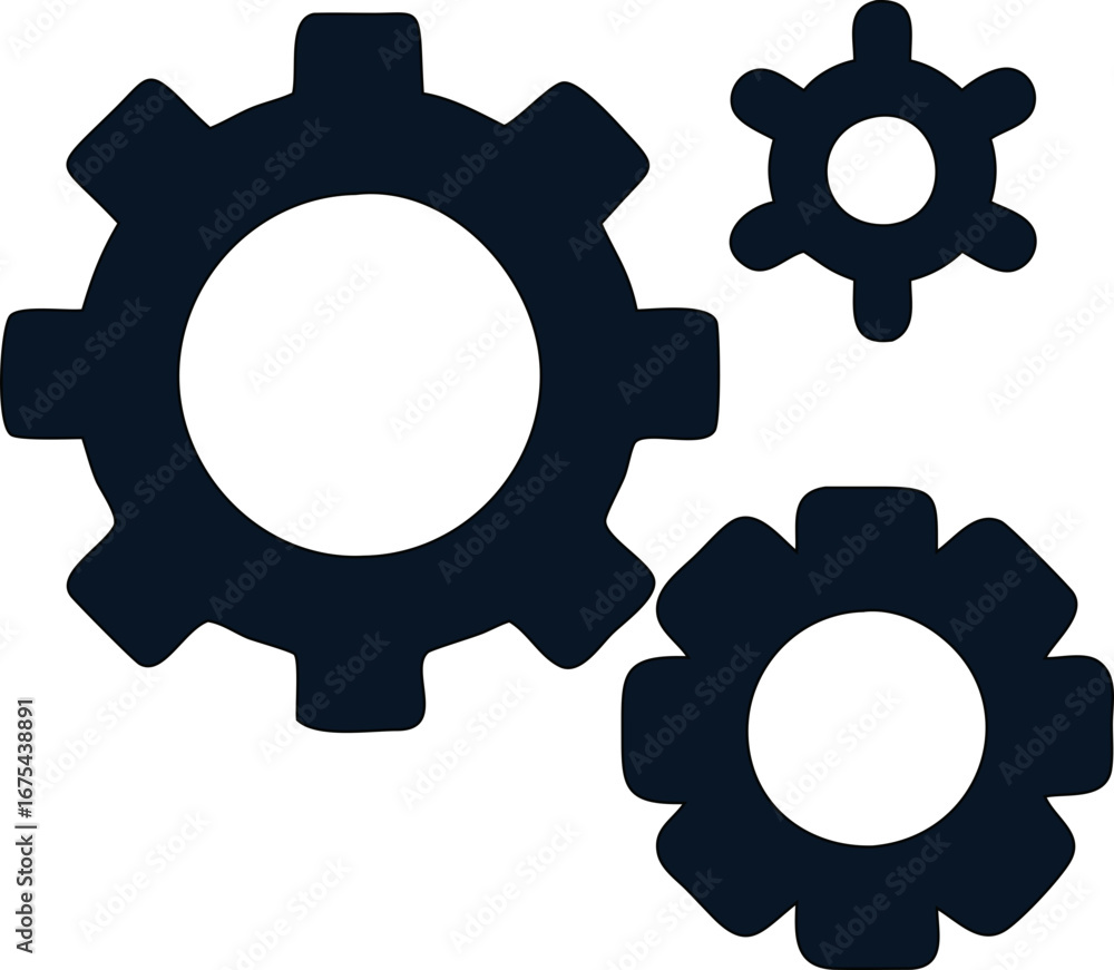 Poster minimalist gear symbol in vector format, ideal for representing app settings, system tools, and tech