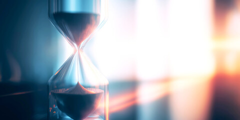 Modern hourglass with light and time concept
