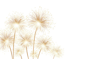 Obraz premium White and Gold Sparkling Dandelions on Transparent Background