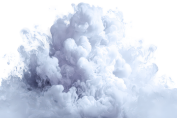 White and Grey Abstract Smoke Cloud Texture on Transparent Background