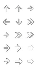 A collection of various black arrows on a white background.