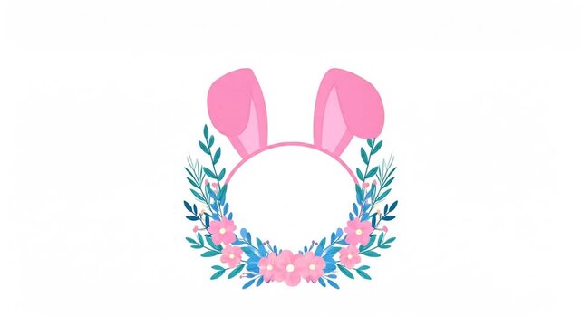 Pink bunny ears floral headband