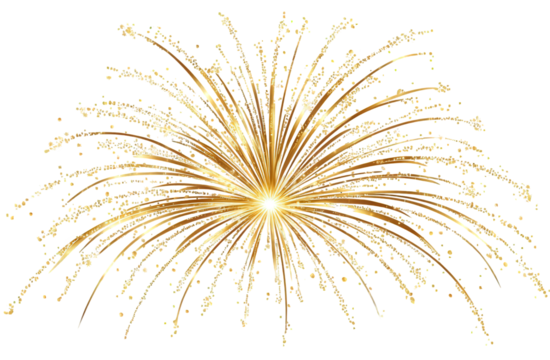 Golden Fireworks Explosion Against Black Background