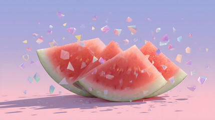 A fresh slice of watermelon on a plate