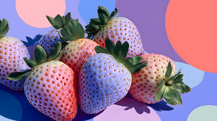 A vibrant strawberry sits alone on a cool blue backdrop
