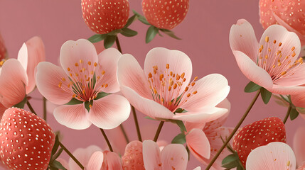 Pink and white tulips bloom in spring