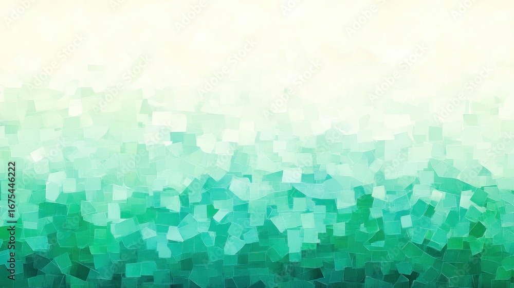 Poster abstract gradient background with pixelated green and white mosaic