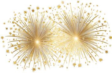 Golden Fireworks Explosion on Black Background