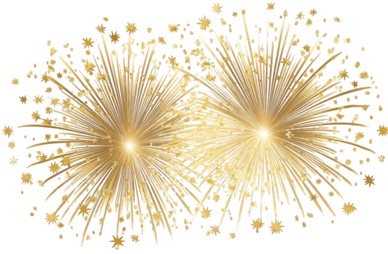 Golden Fireworks Explosion on Black Background - Powered by Adobe