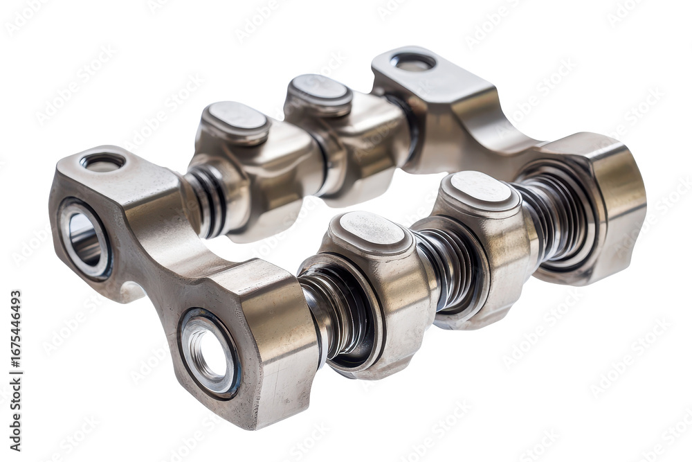 Poster collection of piston and connecting rod components showcasing quality materials and precision engine