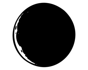 Black and White Circle with Distorted Edge and Textured Appearance