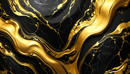 Abstract gold black marble design