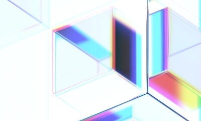 Fototapeta na wymiar Abstract iridescent background, geometric design, 3d render
