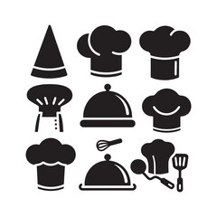 Different types of chef hats silhouette Vector Design.