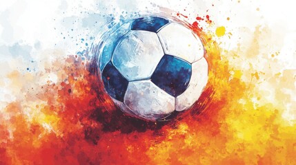 Fototapeta premium Soccer ball in motion against vibrant abstract background