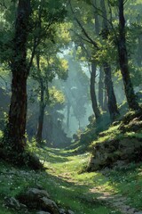 Obraz premium Sunlit forest path