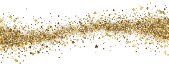 Golden Glitter Star Trail on Black Background