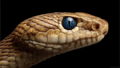 Yellow Viper Snake Close-Up Portrait