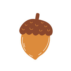 Cute cartoon acorn illustration – warm brown tones, perfect for autumn crafts, seasonal decorations, kids’ projects, and harvest festival designs.
