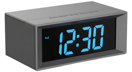 Modern Digital Alarm Clock Blue LED Display Gray
