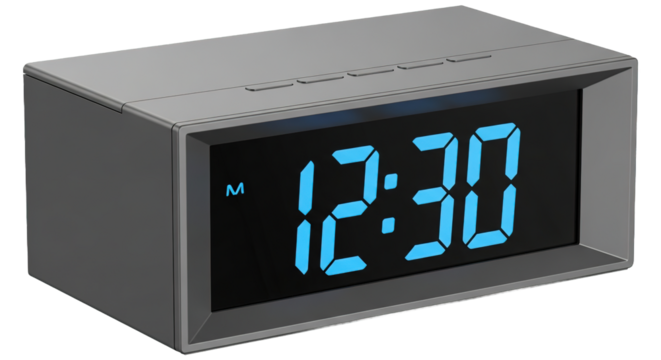Modern Digital Alarm Clock Blue LED Display Gray