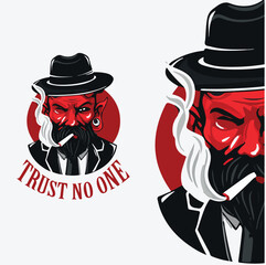 vector illustration of a man wearing a hat