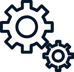 Stylized cogwheel icon vector designed for customization menus, control panels, and software interfaces. Clean and scalable for modern UI/UX projects.