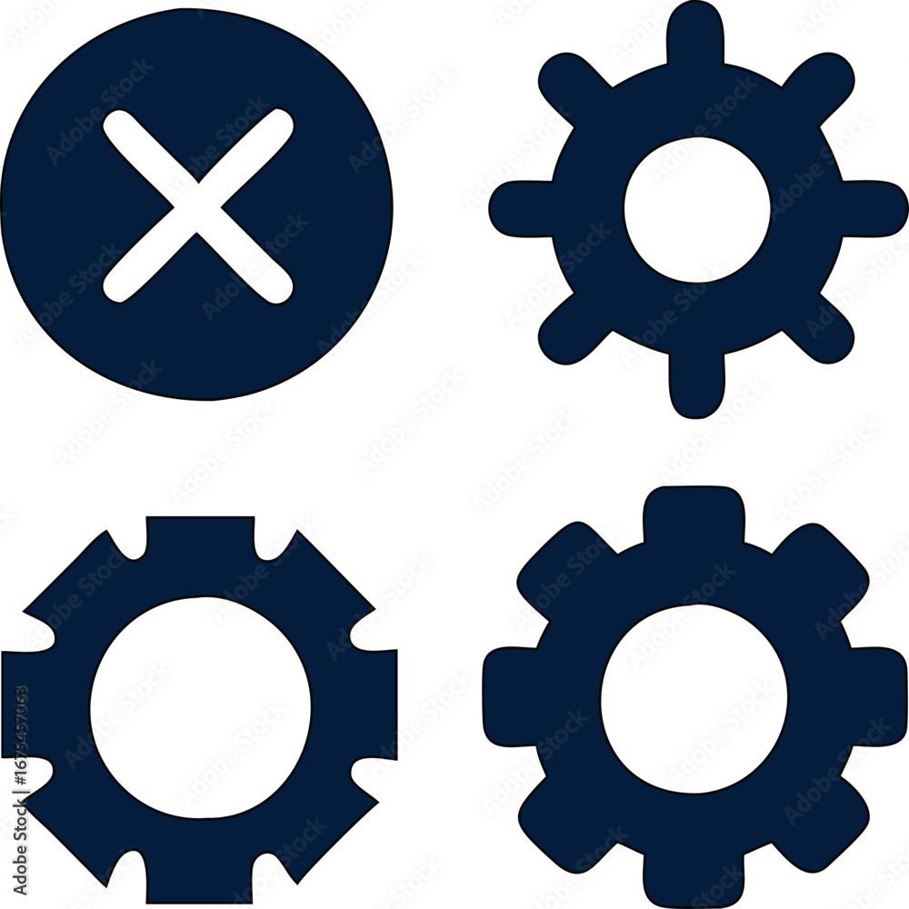 Poster cog wheel gear setting icon symbolizing system configuration, preferences, and tool settings. perfec