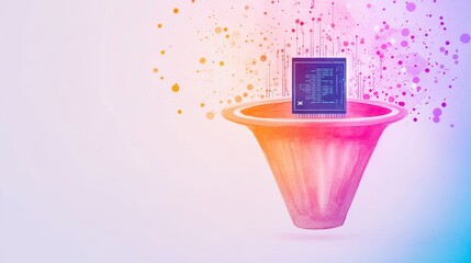 Watercolor Processor Abstract Data Flow, Data , AI Chip