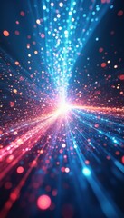 Obraz premium Abstract light streaks and bokeh in pink, blue, and orange