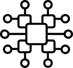 Minimalist outline of a central processor with connected nodes technology circuit