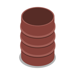 Simple isometric graphic of a brown industrial storage drum or pipe section