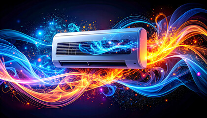Air conditioner illustration with dynamic colors