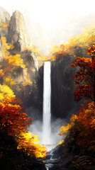 Fototapeta premium Autumn Waterfall Valley