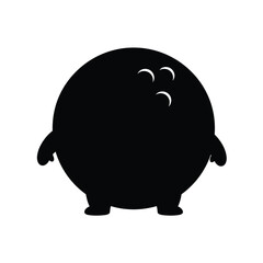 Black bowling ball with cartoon arms and legs white