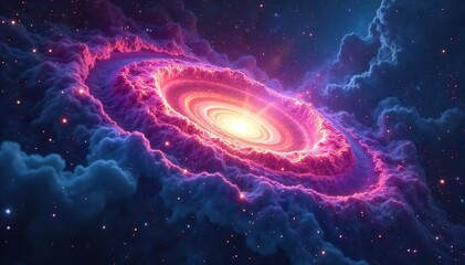 Mysterious swirling nebula in deep space, cosmic dust and gas forming intricate patterns, celestial wonder, vibrant colors , nature, cosmos, vast