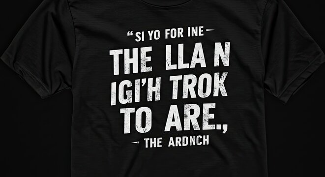 Black T-Shirt with White Text: "Si Yo For Ine - The Lla N Igi'h Trok To Are, - The Ardnch"
