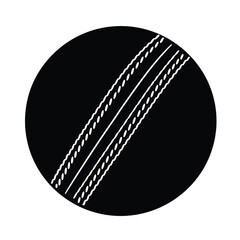 Black cricket ball with white stitching sport game