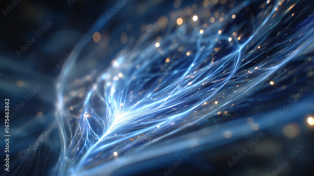 Poster abstract neural network: a captivating visualization of a neural network with radiant blue energy, r