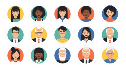 Diverse People Avatar Icons Set